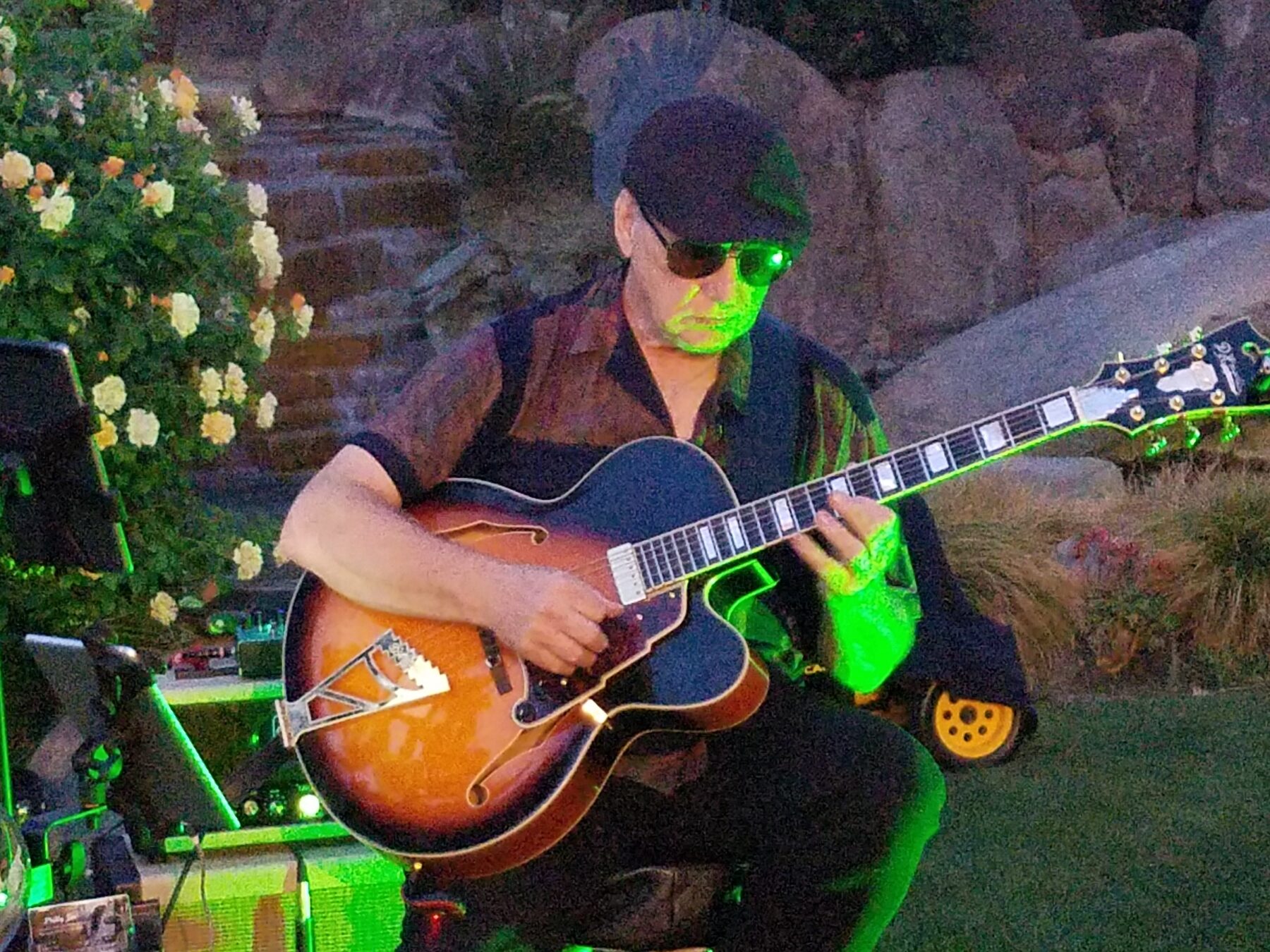 Guild archtop under green light