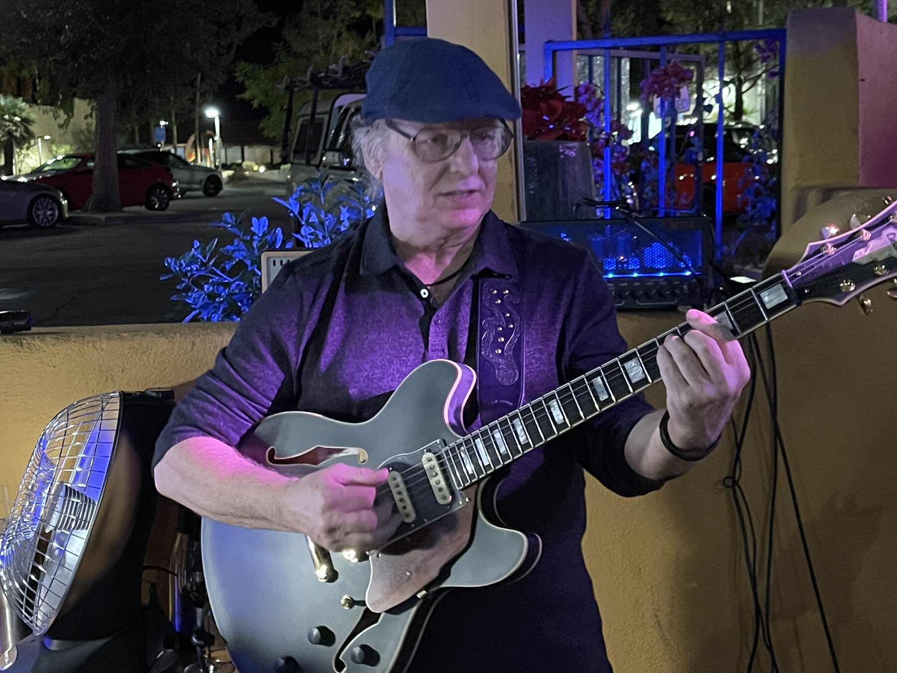 Night patio, 335-style guitar